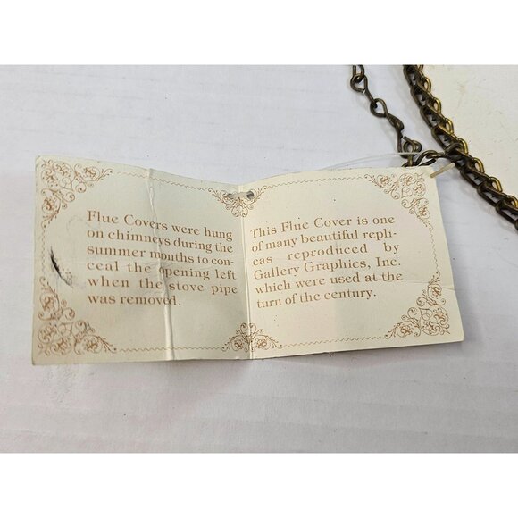 Victorian Flue Cover With Cupid Child Print & Metal Chain Frame 11" X 7.5" - Picture 8 of 11